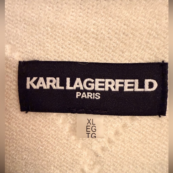 Karl Lagerfeld XL NWT Cream and Black Quilted Cardigan - Picture 3 of 9